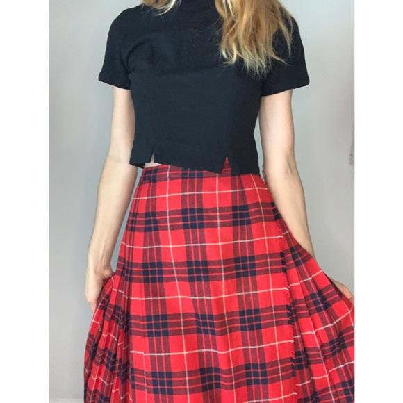 Vintage Handmade Plaid Wool Pleated Skirt - Picture 12 of 16